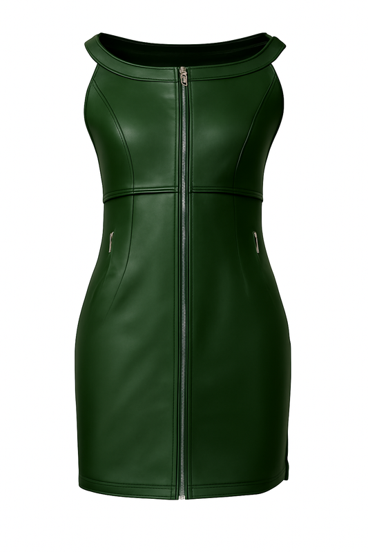 GENUINE REAL LEATHER LADIES WOMAN SEXY PARTY RED YELLOW BROWN GREEN DRESS