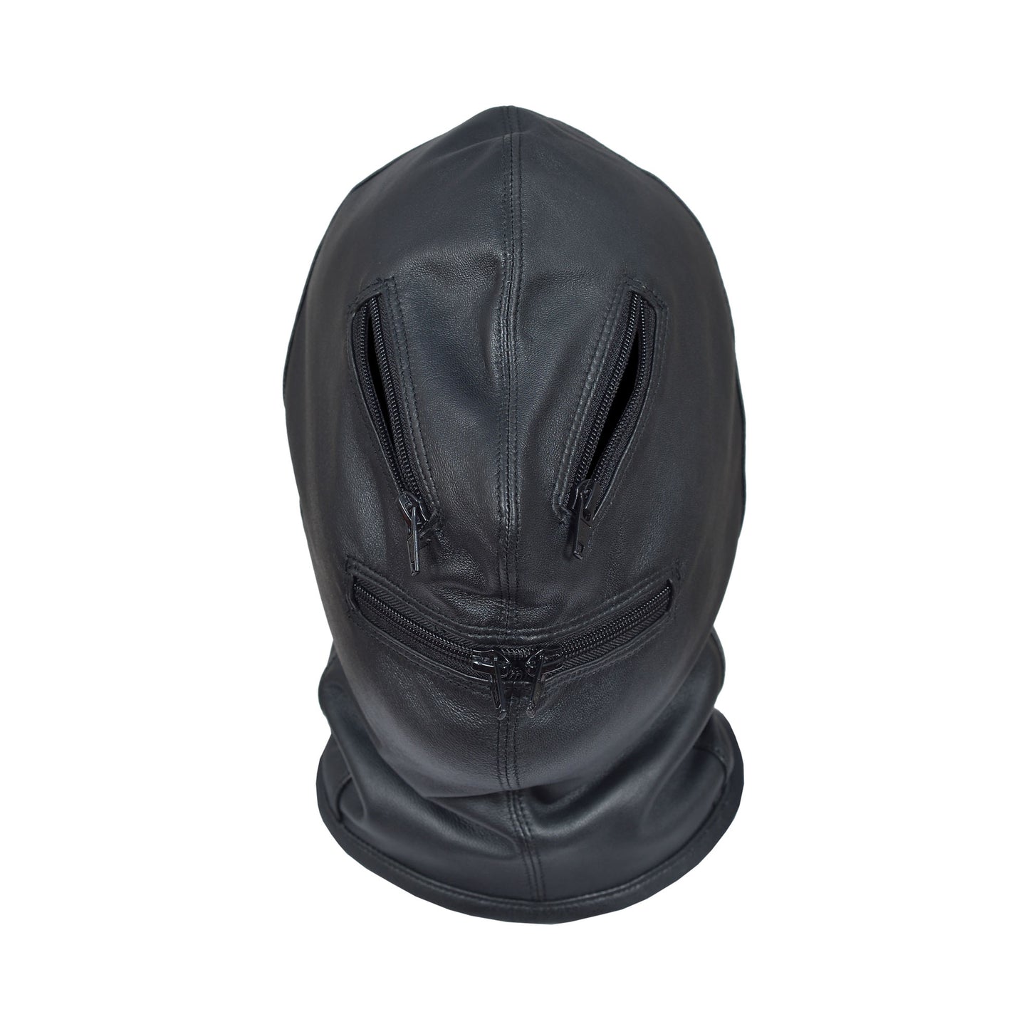 Leather BDSM Bondage Hood – Fetish Mask with Zipper Eyes & Mouth for Role Play, Submission & Kink Play by London Knighthood