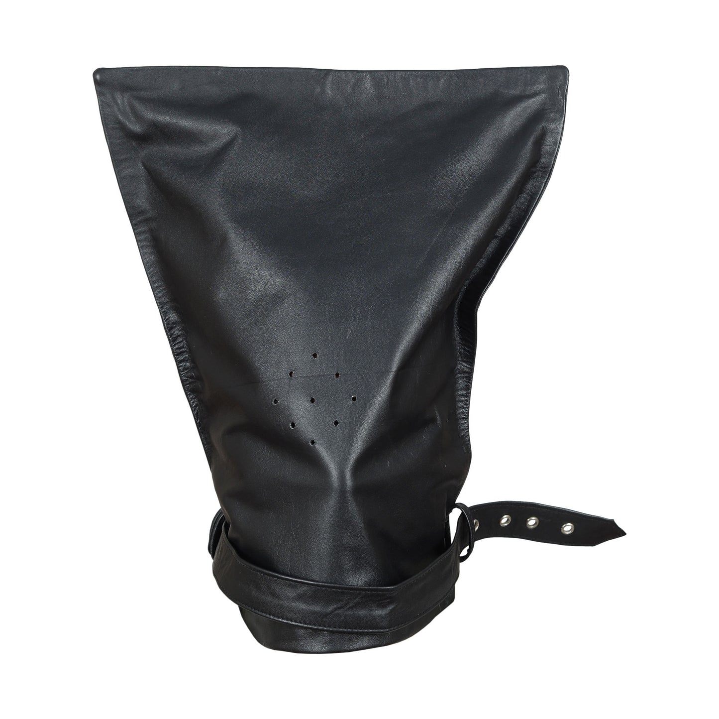 Leather Bondage BDSM Bag Hood – Full Head Fetish Mask for Extreme Role Play & Sensory Deprivation by London Knighthood