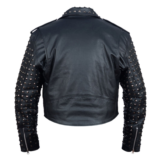 Women’s Studded Leather Biker Jacket – Punk Rock Moto Style with Rivet Detailing – by London Knighthood