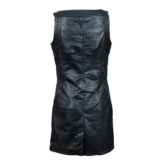 Sexy Women's Leather Dress with Zipper Closure & Pockets – Partywear Fetish Clubwear | London Knight Hood