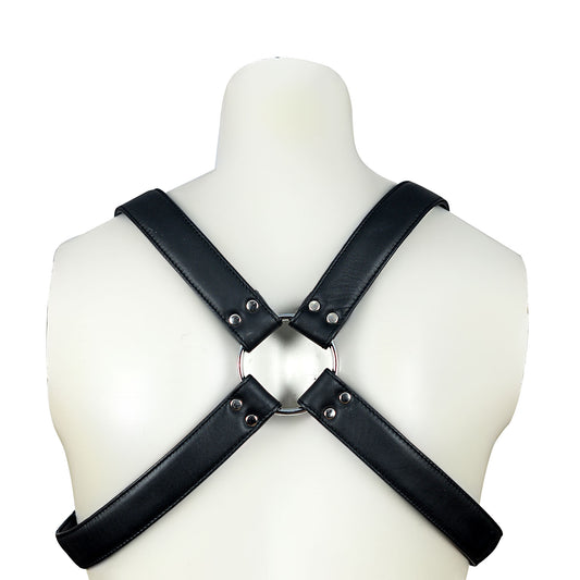 Criss Cross Leather Chest Harness for Men – Adjustable Strappy Fetish Gear – Gothic BDSM Bodywear by London Knighthood
