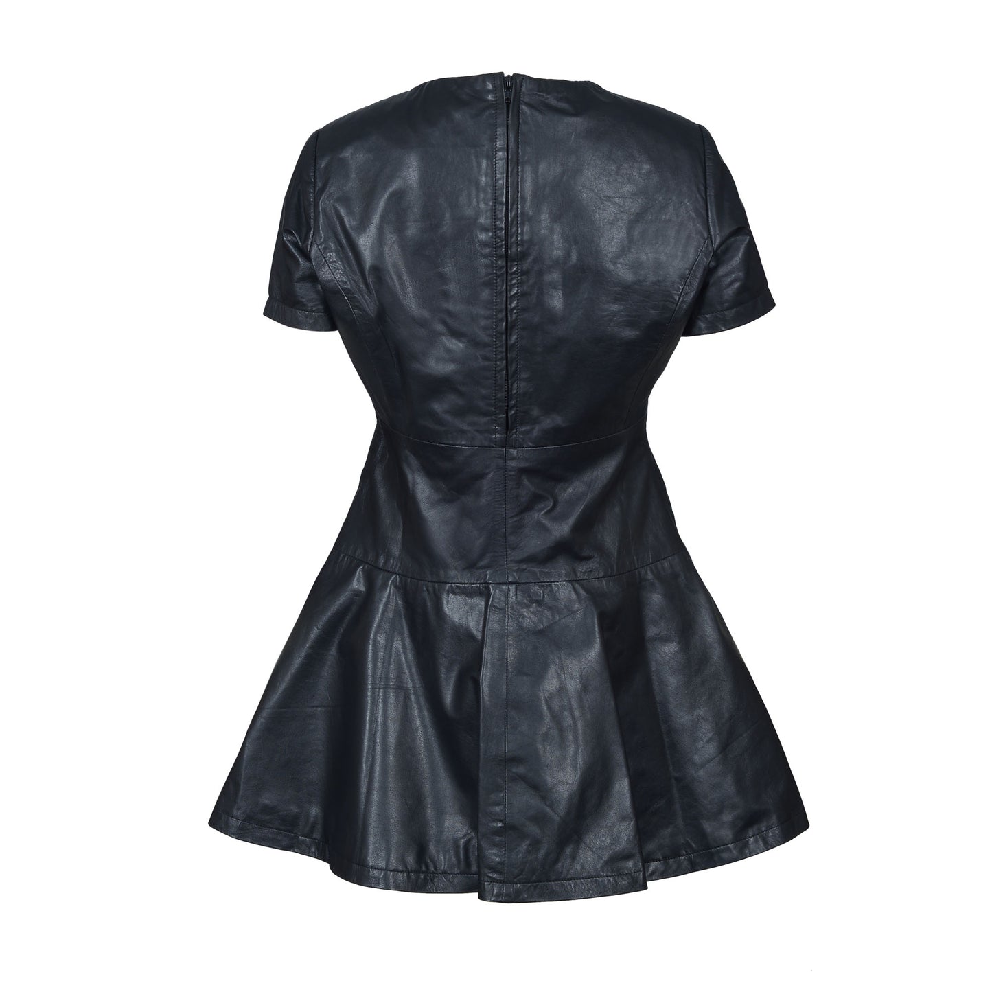 Women’s real lamb Leather Skater Dress – Sleeveless Party & Casual Fit-and-Flare Mini Dress by London Knighthood