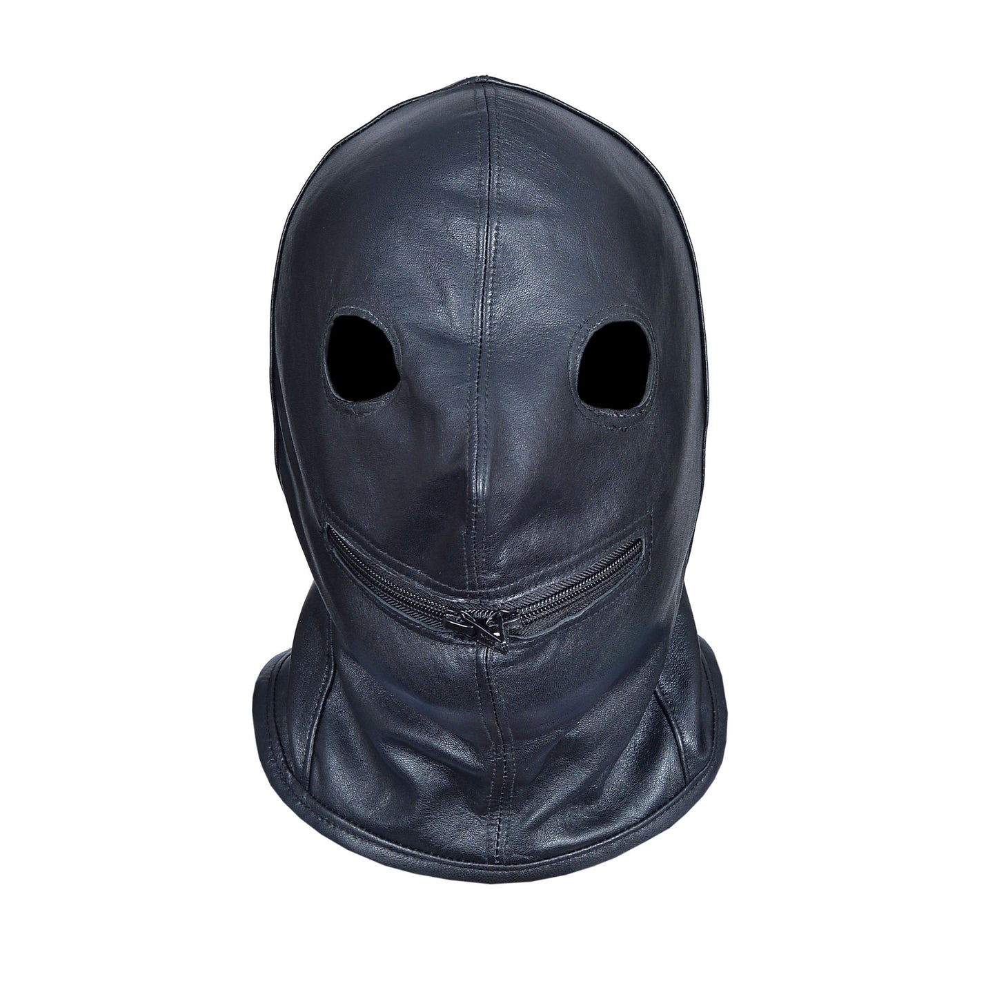Leather BDSM Bondage Hood with Zipper Mouth – Full Head Fetish Mask for Role Play & Kink Restraint by London Knighthood