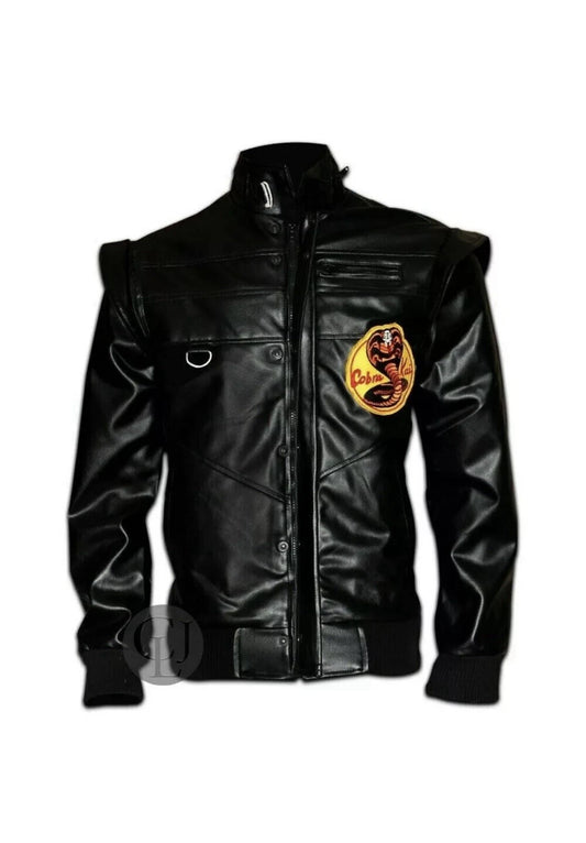 Men’s Red and Black Leather Motorcycle Jacket – Classic 80s Biker Style in Genuine Leather