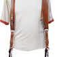Tan Buffalo Leather Dual Camera Harness Strap – Multi-Camera Shoulder Harness with Metal Rings for DSLR, Mirrorless & Event Photography