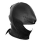 Leather Open Chin BDSM Submissive Mask Hood – Bondage Fetish Hood with Pinholes Eyes for Role Play & Restraint Play