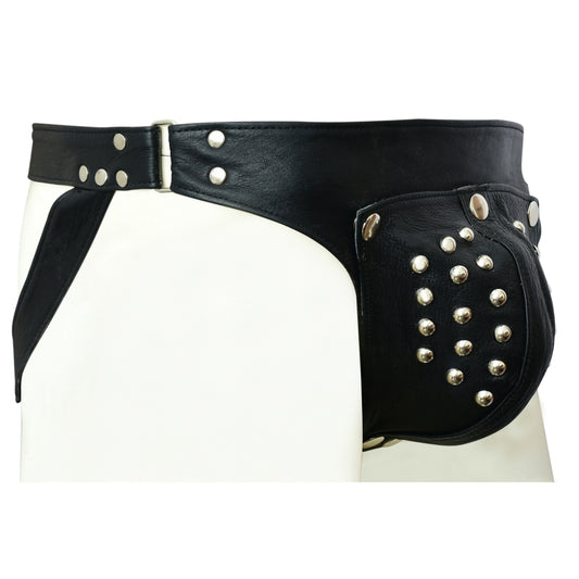 Men’s Genuine Leather Jockstrap – Black Fetish Thong Briefs for Gay Clubwear & Roleplay