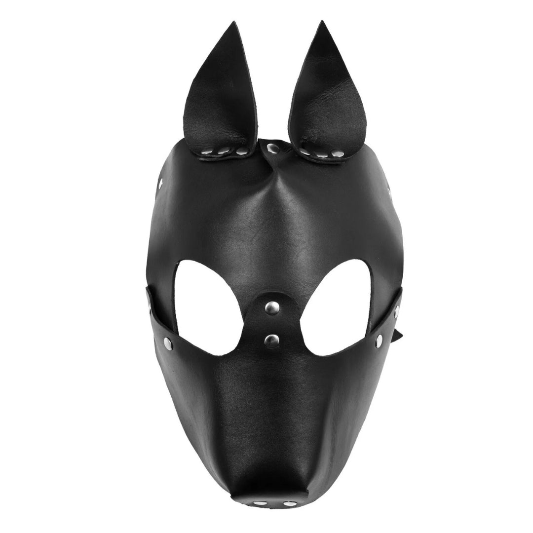 Leather Dog Puppy Mask – Pet Play Muzzle Hood for BDSM, Fetish Role Play & Pup Play Parties