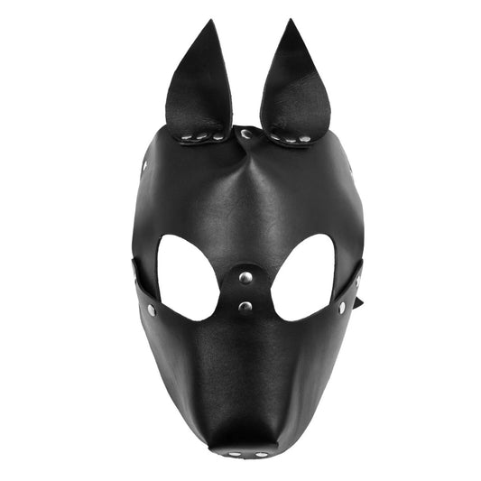 Leather Dog Puppy Mask – Pet Play Muzzle Hood for BDSM, Fetish Role Play & Pup Play Parties