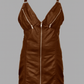 GENUINE LEATHER ZIPPER CUPS LADIES WOMAN SEXY PARTY RED YELLOW BROWN GREEN DRESS