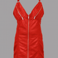 GENUINE LEATHER ZIPPER CUPS LADIES WOMAN SEXY PARTY RED YELLOW BROWN GREEN DRESS