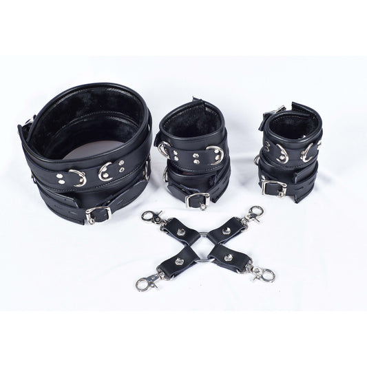 Leather 7-Piece Heavy Duty BDSM Bondage Restraint Cuff Set – Premium Fetish Gear by London Knighthood