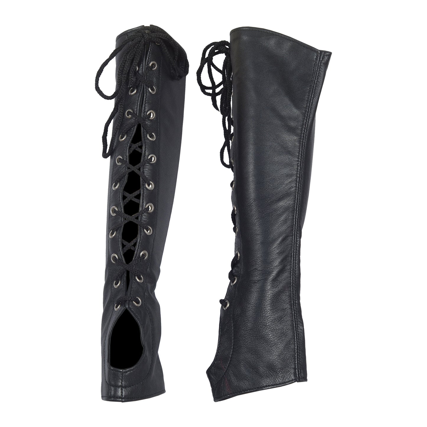 Women's Fingerless Leather & Lace Gothic Steampunk Arm Gloves – Punk Burlesque Costume Accessory by London Knighthood