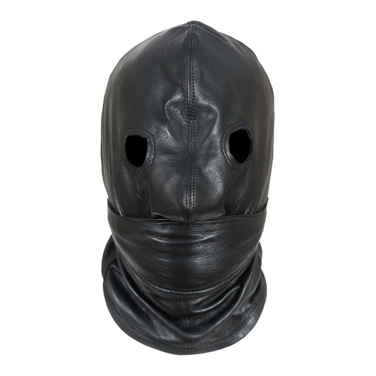 Leather Bondage Hood Mask with Detachable Straps – Fetish BDSM Sensory Deprivation Gear by London Knighthood
