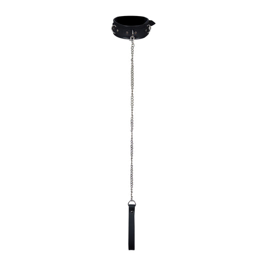 Genuine Leather BDSM Collar – Padded Submissive Bondage Choker with Detachable Chain Leash by London Knighthood