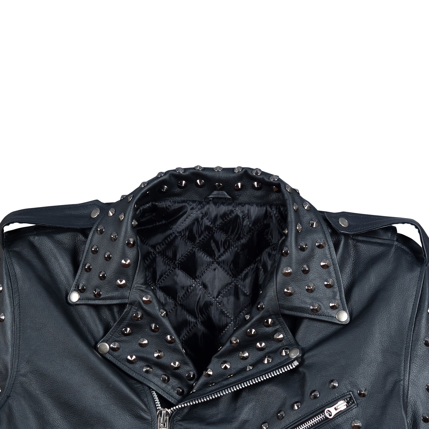 Women’s Studded Leather Biker Jacket – Punk Rock Moto Style with Rivet Detailing – by London Knighthood