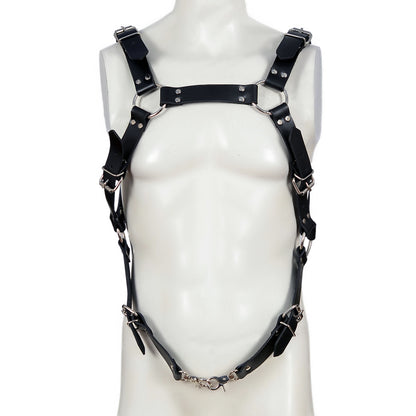 Men’s Genuine Leather Chest Body Harness with Buckles and Suspender Belts – BDSM Fetish Wear & Male Bondage Gear by London Knighthood