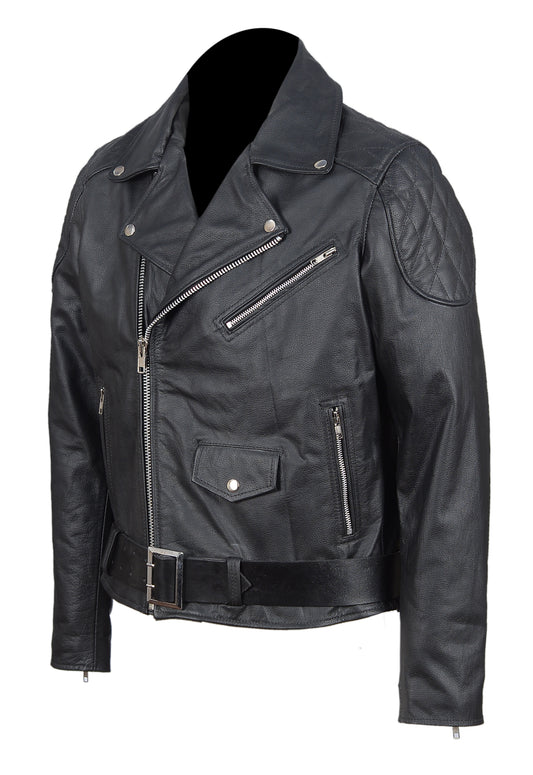 Men's Genuine Buffalo Leather Brando Motorcycle Jacket – Vintage Biker Moto Style