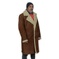 Men’s Brown Genuine Cowhide Leather Shearling Coat – Fur Lined Long Winter Jacket by London Knighthood