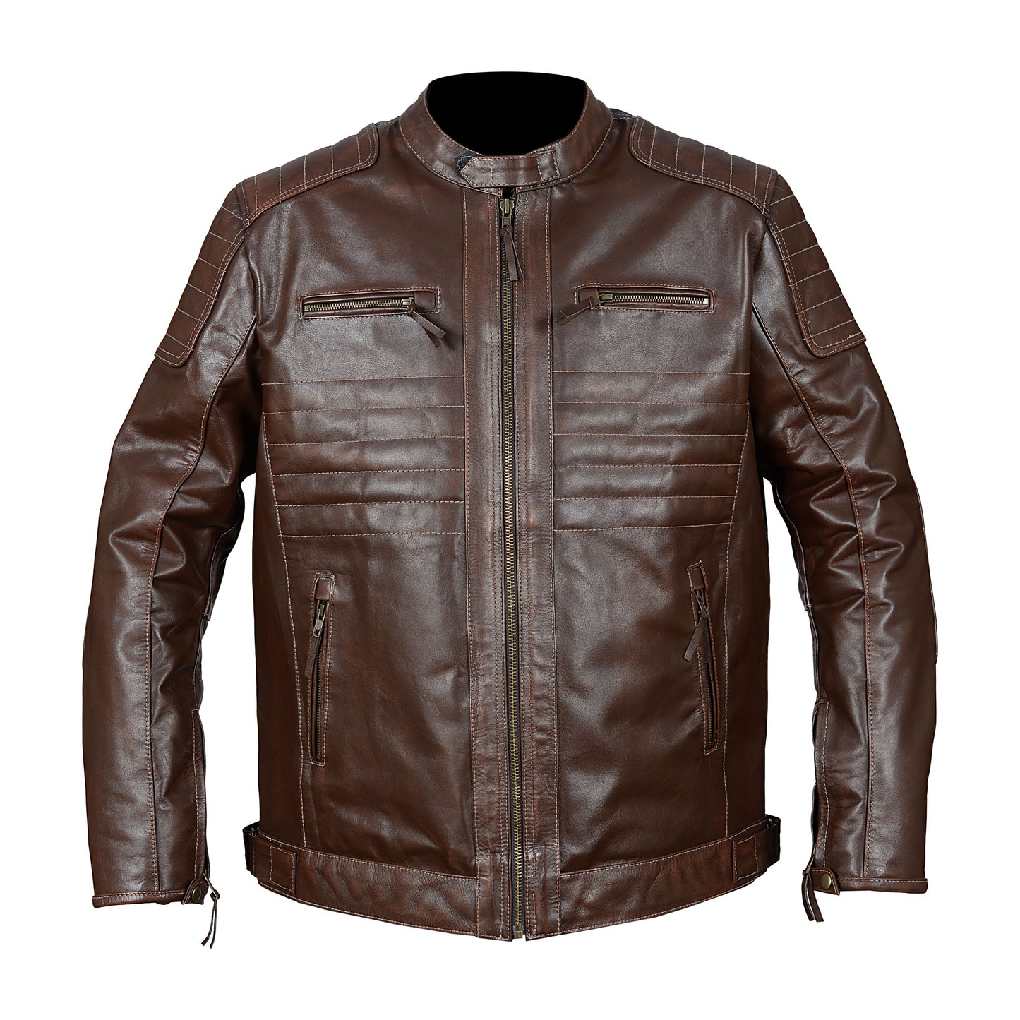 Classic Men’s Brown Leather Jacket – Biker Style Vintage Outerwear | London Knight Hood
