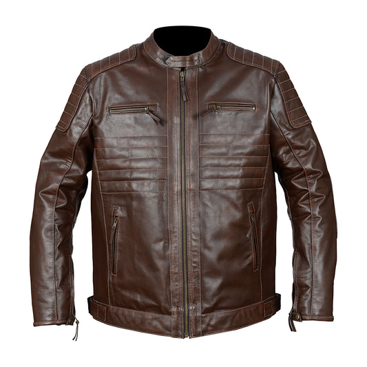 Classic Men’s Brown Leather Jacket – Biker Style Vintage Outerwear | London Knight Hood