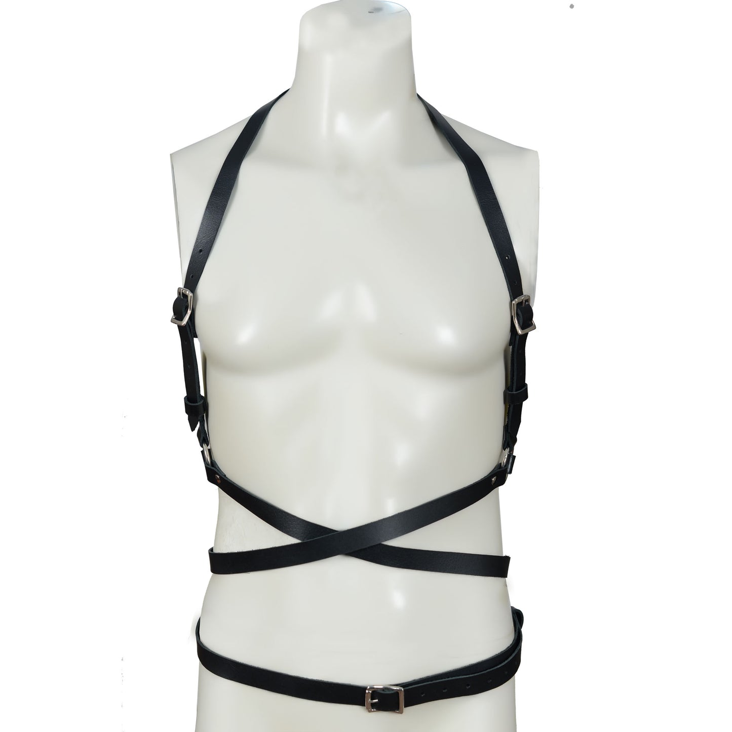 Men’s Leather Chest Harness with Waist Belt – Adjustable Rave & Fetish Gear – Erotic Clubwear by London Knighthood