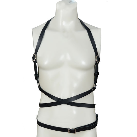 Men’s Leather Chest Harness with Waist Belt – Adjustable Rave & Fetish Gear – Erotic Clubwear by London Knighthood