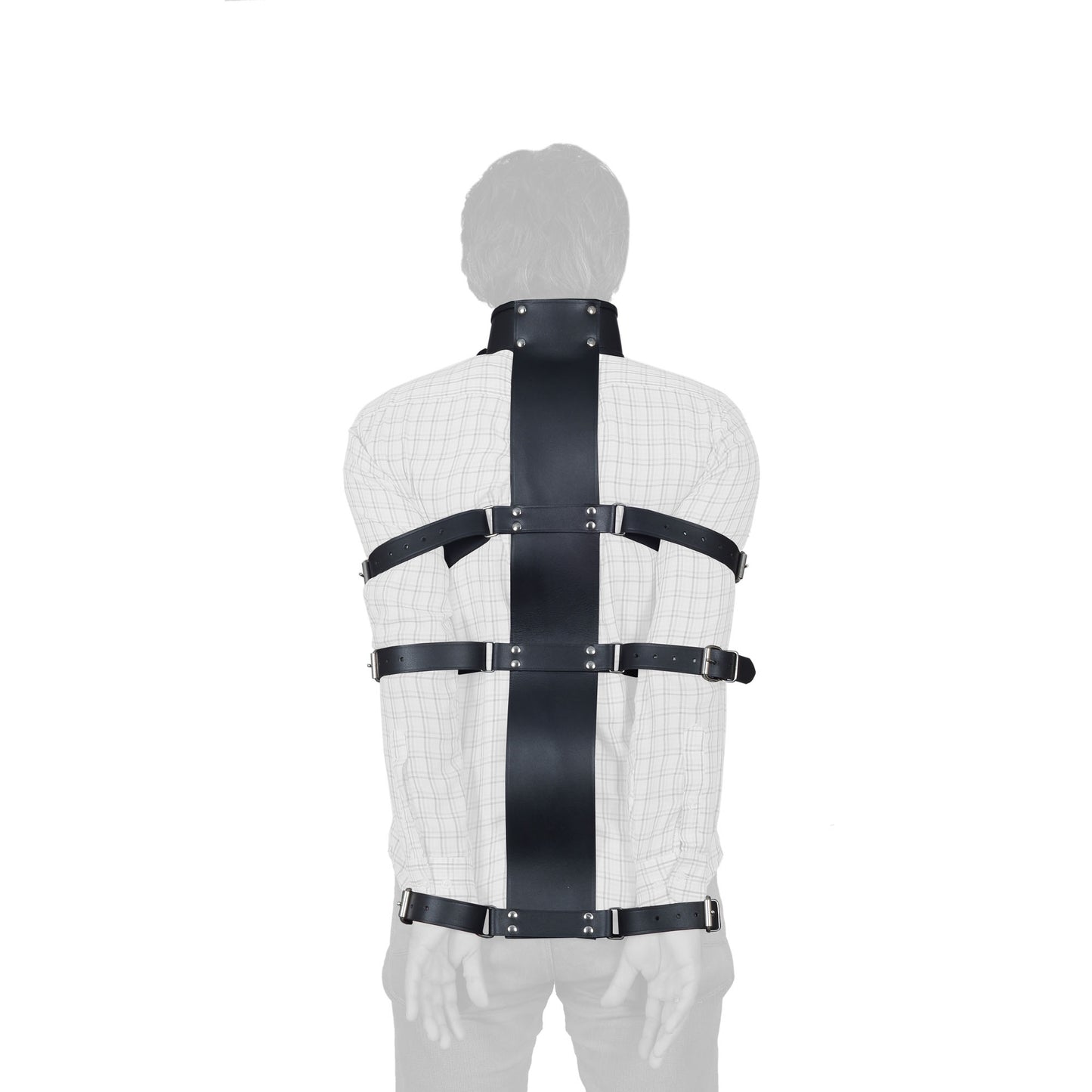 Leather Neck Collar with Wrist Cuffs – Adjustable Slave Restraint System for Back & Bed Bondage by London Knighthood