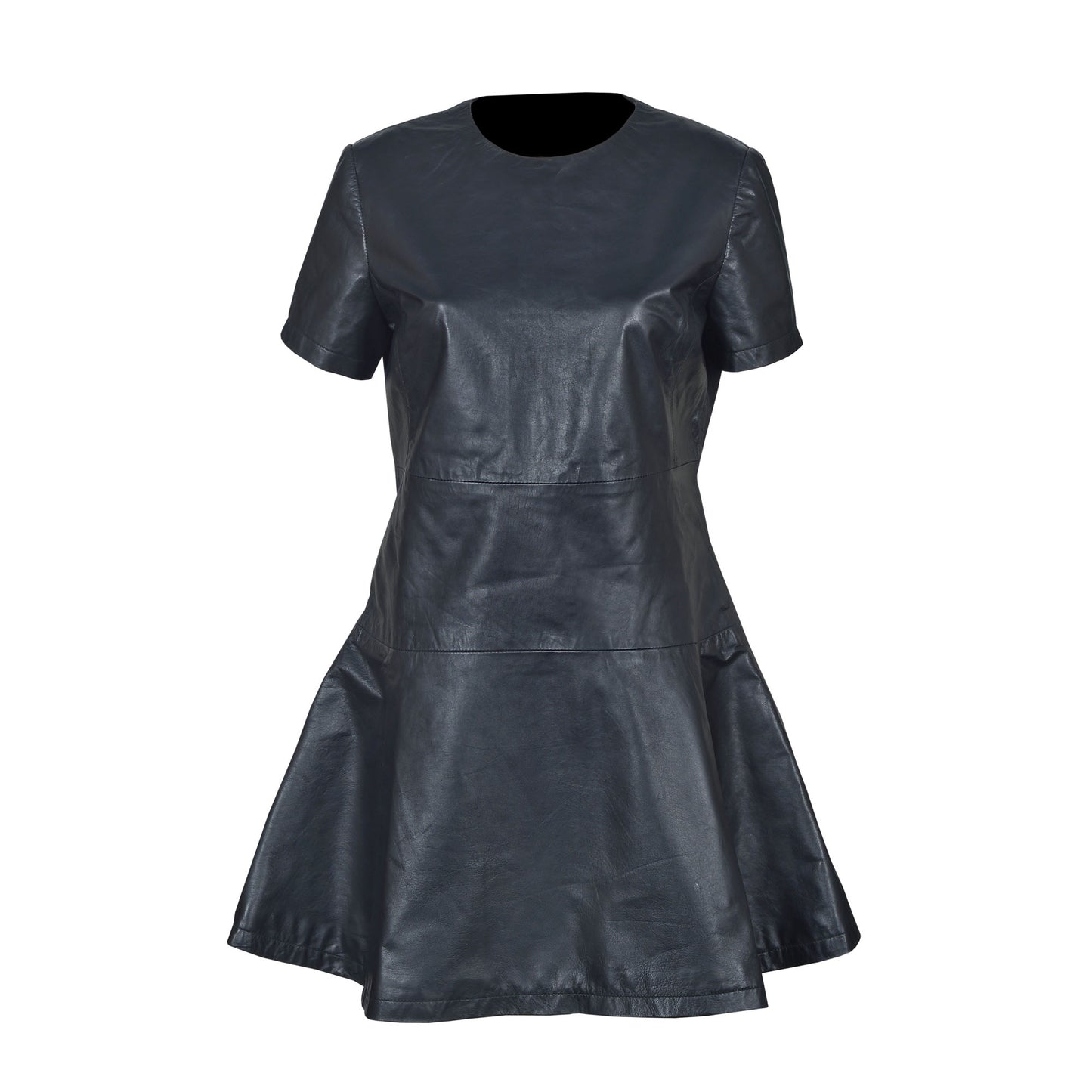 Women’s real lamb Leather Skater Dress – Sleeveless Party & Casual Fit-and-Flare Mini Dress by London Knighthood