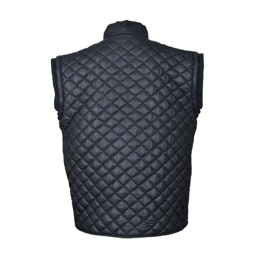 Men’s Quilted Leather Vest – Sleeveless Biker Waistcoat Jacket with Front Zipper by London Knighthood