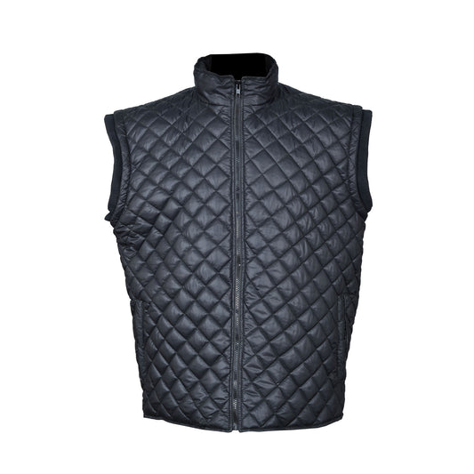 Men’s Quilted Leather Vest – Sleeveless Biker Waistcoat Jacket with Front Zipper by London Knighthood