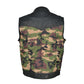 Men’s Leather Camouflage Biker Vest – Camo Motorcycle Club Waistcoat with Snap Front by London Knighthood