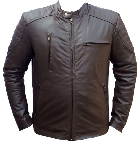 Men’s Genuine Brown Cowhide Leather Biker Jacket – Premium Vintage Motorcycle Outerwear