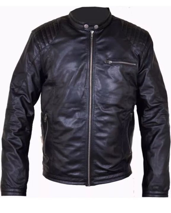 New Men’s Black Genuine Lambskin Leather Biker Jacket – Real Soft Leather Fashion Outerwear