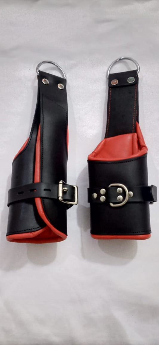 Heavy Duty Padded Leather BDSM Suspension Wrist Cuffs – Genuine Bondage Restraints
