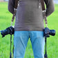 Tan Buffalo Leather Dual Camera Harness Strap – Multi-Camera Shoulder Harness with Metal Rings for DSLR, Mirrorless & Event Photography