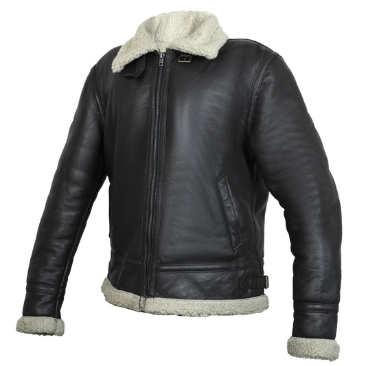 Men’s RAF B3 Aviator Bomber Jacket – Real Sheepskin Leather Flying Pilot Coat