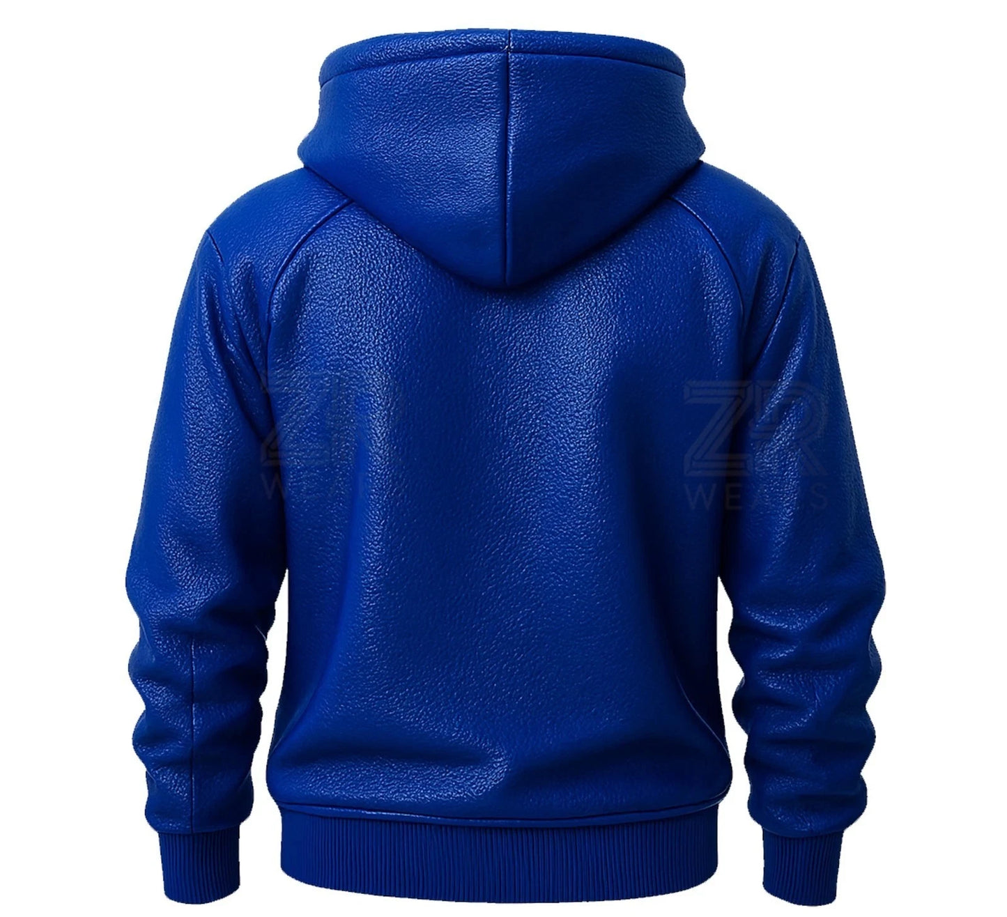 Men's Genuine Premium Luxury Leather Handmade Hoodie Green Blue Red