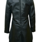 NEW BLACK REAL GENUINE REAL LEATHER LADIES WOMAN PARTY CASUAL LONG SLEEVE DRESS